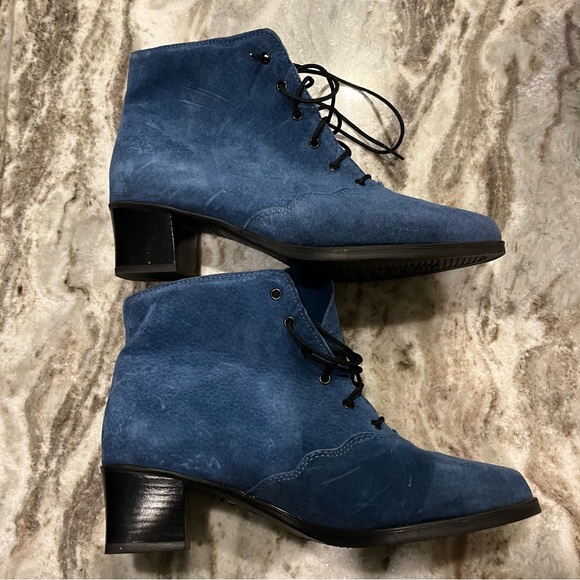 Regence Shoes Regence Vintage Blue Suede Block Heel Ankle Abhors Sz